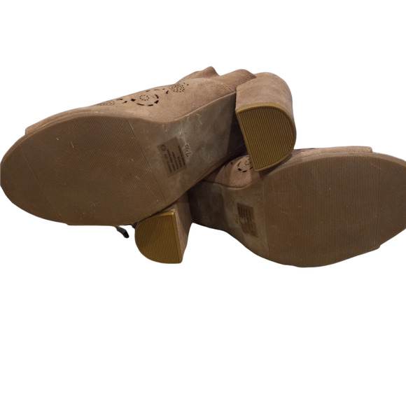 NWOB Naughty Monkey Chunky Open Toe Die Cut Heels 7.5 - Picture 5 of 9